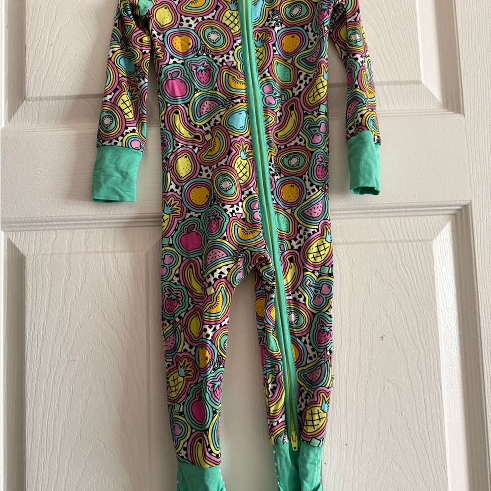 Vibrant Fruit Pattern Kids Footie Pajama